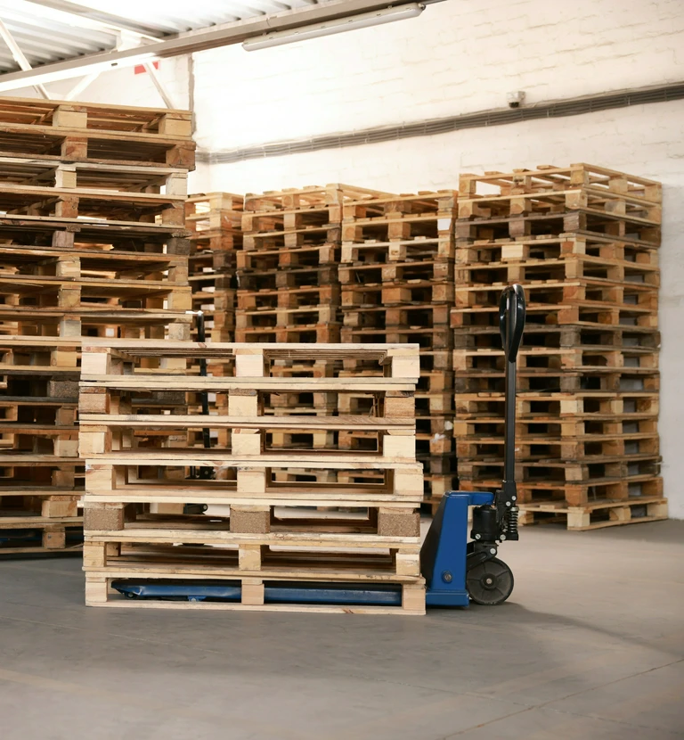 Palety na&nbsp;niebieskim paleciaku