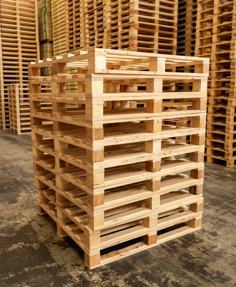 Mały stos palet drewnianych